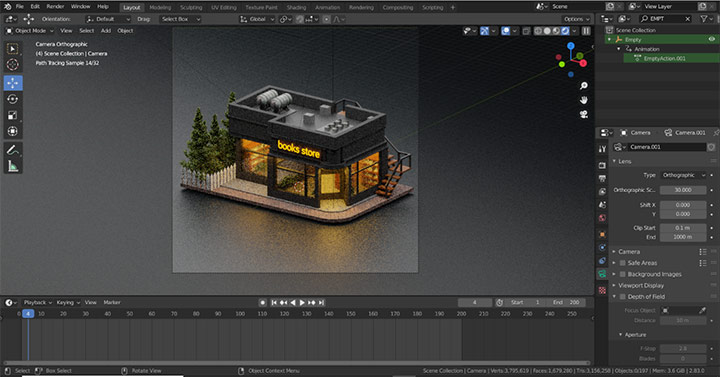 Isometric scenes in Blender - Orthographic