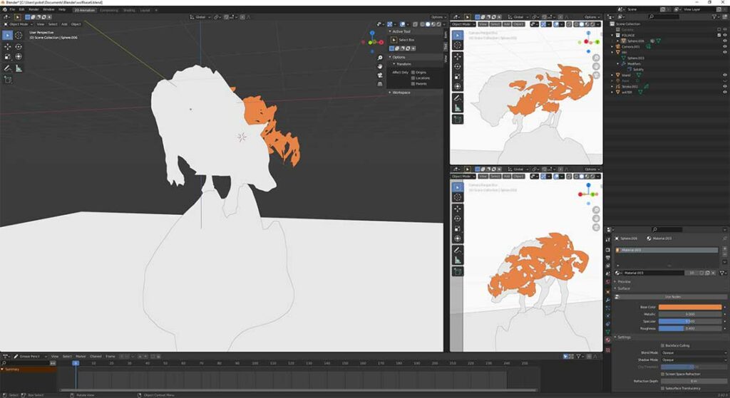 Blender 3D Grease Pencil process Workflow - 03