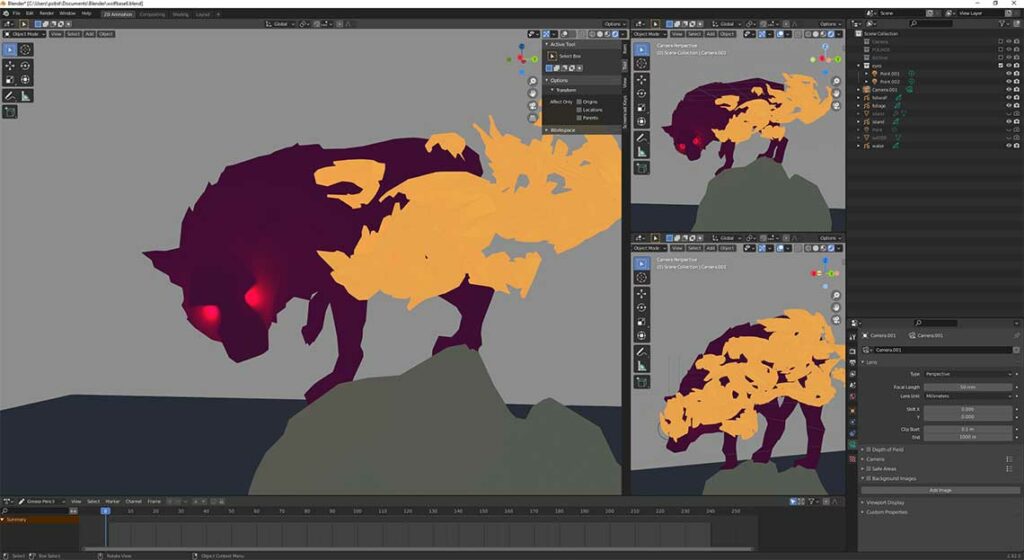 Blender 3D Grease Pencil process Workflow - 04