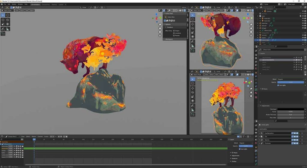 Blender 3D Grease Pencil process Workflow - 07