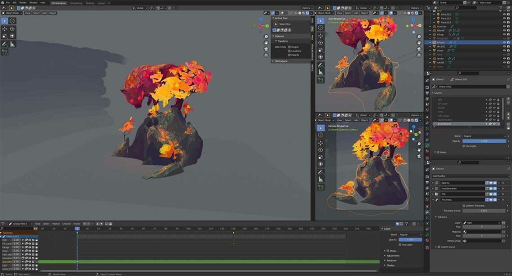 Blender 3D Grease Pencil process Workflow - 08