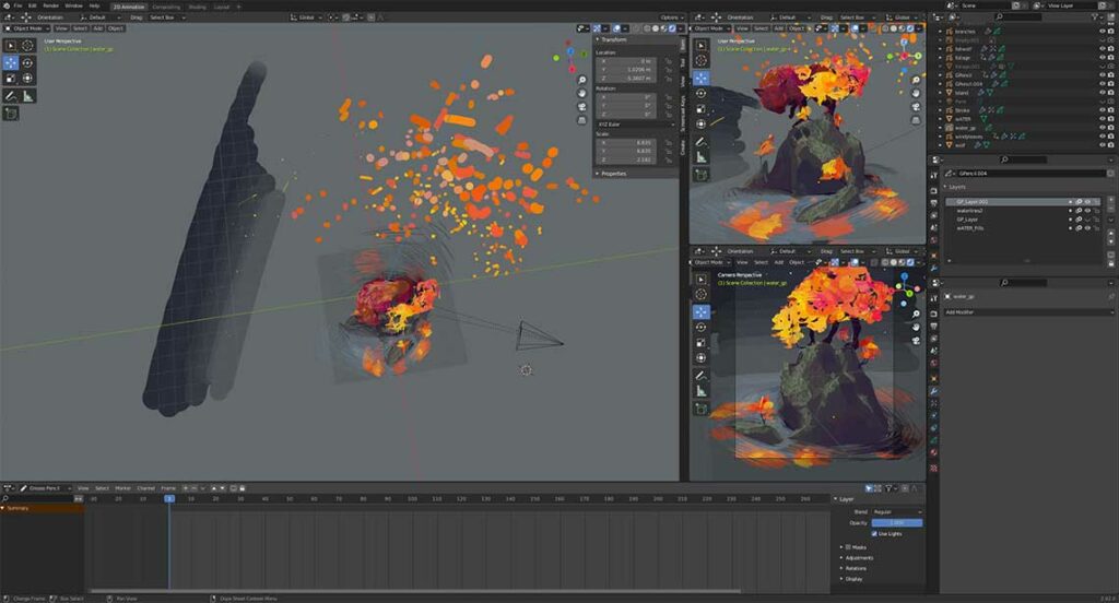 Blender 3D Grease Pencil process Workflow - 09