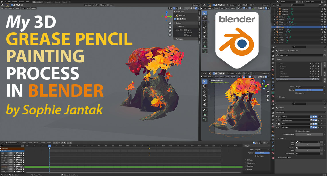 Blender 3D Grease Pencil process Workflow - 10